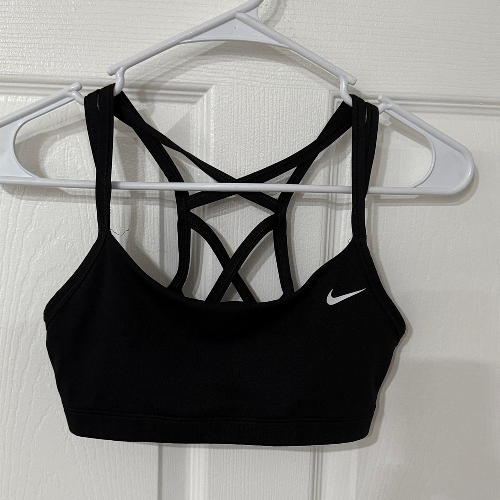 Nike Women's Black Sports Bra with White Logo